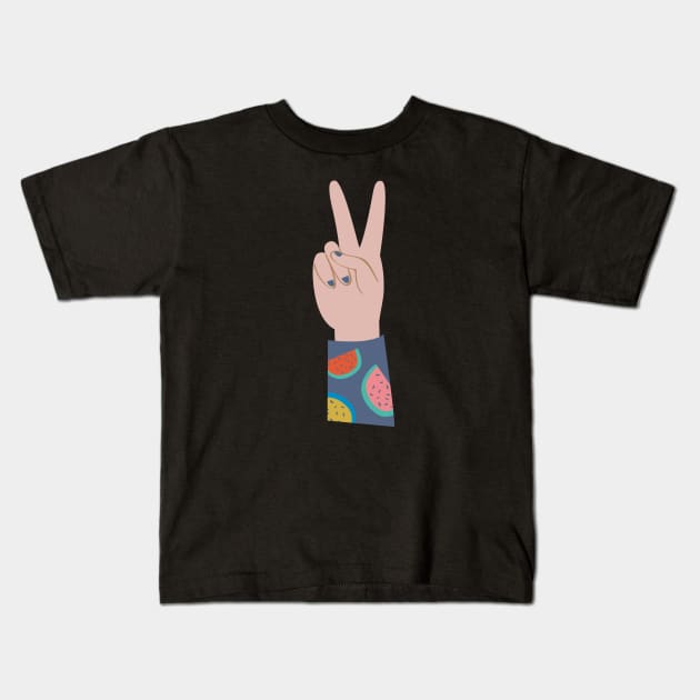 Peace Hands 5 Kids T-Shirt by Rosalind Maroney Illustration